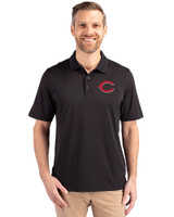 Cincinnati Reds Cutter & Buck Forge Stretch Mens Polo Black Front