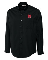 Nebraska Cornhuskers Cutter & Buck Epic Easy Care Fine Twill Mens Long Sleeve Dress Shirt Black Mannequin