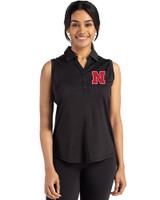 Nebraska Cornhuskers Cutter & Buck Forge Recycled Four-Way Stretch Womens Sleeveless Polo Black Front