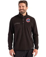 Chicago Cubs Cutter & Buck Woodland Recycled Fleece Mens Snap Pullover Black Front