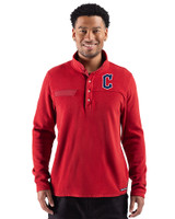 Cleveland Guardians - Cutter & Buck Woodland Recycled Fleece Mens Snap Pullover Cardinal Red Front