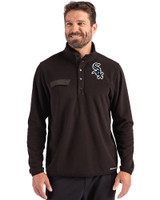 Chicago White Sox Cutter & Buck Woodland Recycled Fleece Mens Snap Pullover Black Front