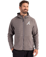 Atlanta Braves Cutter & Buck Woodland Epic Versatility Recycled Insulated Fleece Mens Full Zip Jacket Elemental Grey Front