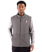 Cleveland Guardians Cutter & Buck Woodland Epic Versatility Recycled Insulated Hybrid Fleece Mens Full Zip Vest Elemental Grey Front