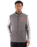 Cleveland Guardians - Cutter & Buck Woodland Epic Versatility Recycled Insulated Hybrid Fleece Mens Full Zip Vest Elemental Grey Front