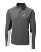 Atlanta Braves Cutter & Buck Traverse Colorblock Stretch Quarter Zip Mens Pullover Elemental Grey Mannequin