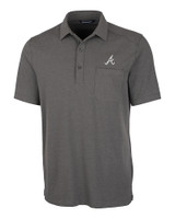 Atlanta Braves Cutter & Buck Advantage Tri-Blend Jersey Mens Pocket Polo Elemental Grey Heather Mannequin
