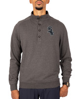 Chicago White Sox Cutter & Buck Saturday Cotton Blend Mens Mock Pullover Sweatshirt Charcoal Heather Front
