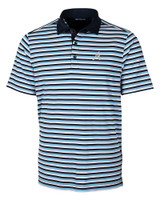 Atlanta Braves Cutter & Buck Mens Forge Polo Multi Stripe Atlas Light Blue Mannequin