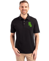 Chicago White Sox Cutter & Buck Advantage Eco Tri-Blend Pique Mens Polo Black Front