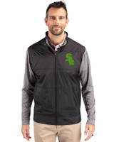 Chicago White Sox Cutter & Buck Stealth Hybrid Quilted Mens Full Zip Windbreaker Jacket Black Front