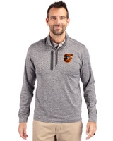 Baltimore Orioles Cutter & Buck Stealth Heathered Quarter Zip Mens Pullover Elemental Grey Front
