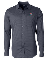 Chicago Cubs Cutter & Buck Versatech Geo Dobby Stretch Mens Long Sleeve Dress Shirt Liberty Navy Mannequin