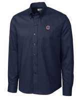 Chicago Cubs Cutter & Buck Epic Easy Care Nailshead Mens Long Sleeve Dress Shirt Navy Blue Mannequin