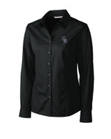 Colorado Rockies Cutter & Buck Epic Easy Care Fine Twill Womens Long Sleeve Dress Shirt Black Mannequin
