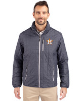 Houston Astros Cutter & Buck Rainier PrimaLoft® Mens Eco Insulated Full Zip Puffer Jacket Anthracite Melange Front
