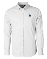 Los Angeles Dodgers Cutter & Buck Versatech Tattersall Stretch Mens Long Sleeve Dress Shirt Charcoal Mannequin
