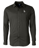 Los Angeles Dodgers Cutter & Buck Versatech Geo Dobby Stretch Mens Long Sleeve Dress Shirt Black Mannequin