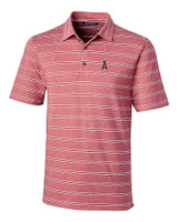 Los Angeles Angels Cutter & Buck Forge Epic Confidence Recycled Heathered Stripe Stretch Mens Polo Cardinal Red Mannequin