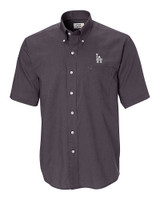 Los Angeles Dodgers Cutter & Buck Epic Easy Care Nailshead Mens Short Sleeve Dress Shirt Black Mannequin