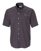 Colorado Rockies Cutter & Buck Epic Easy Care Nailshead Mens Short Sleeve Dress Shirt Black Mannequin
