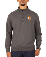 Houston Astros Cutter & Buck Saturday Cotton Blend Mens Mock Pullover Sweatshirt Charcoal Heather Front