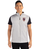 New York Mets Cutter & Buck Stealth Hybrid Quilted Mens Big and Tall Windbreaker Vest Polished Medium Gray Front