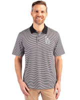 Los Angeles Dodgers Cutter & Buck Forge Tonal Stripe Stretch Mens Big and Tall Polo Black Front