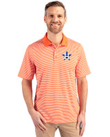 Houston Astros Cutter & Buck Forge Tonal Stripe Stretch Mens Big and Tall Polo College Orange Front