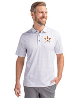 Houston Astros Cutter & Buck Pike Double Dot Print Stretch Mens Big and Tall Polo Charcoal Front
