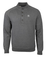 New York Yankees Cutter & Buck Saturday Cotton Blend Mens Big and Tall  Mock Pullover Sweatshirt Charcoal Heather Mannequin