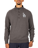 Los Angeles Dodgers Cutter & Buck Saturday Cotton Blend Mens Big and Tall  Mock Pullover Sweatshirt Charcoal Heather Front