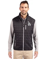 Los Angeles Dodgers Cutter & Buck Rainier Recycled Insulated Puffer Mens Big & Tall Full Zip Vest Black Front
