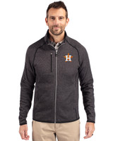 Houston Astros Cutter & Buck Mainsail Sweater-Knit Mens Big and Tall Full Zip Jacket Charcoal Heather Front