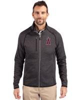 Los Angeles Angels Cutter & Buck Mainsail Sweater-Knit Mens Big and Tall Full Zip Jacket Charcoal Heather Front