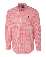 Los Angeles Angels Cutter & Buck Easy Care Stretch Gingham Mens Big and Tall Long Sleeve Dress Shirt Cardinal Red Mannequin