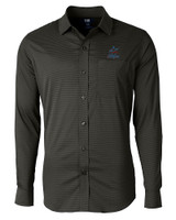 Miami Marlins Cutter & Buck Versatech Geo Dobby Stretch Mens Big and Tall Long Sleeve Dress Shirt Black Mannequin