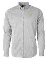 Pittsburgh Pirates Cutter & Buck Versatech Pinstripe Stretch Mens Big and Tall Dress Shirt Black Mannequin