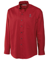 Los Angeles Angels Cutter & Buck Epic Easy Care Nailshead Mens Big and Tall Long Sleeve Dress Shirt Cardinal Red Mannequin