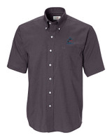 Miami Marlins Cutter & Buck Epic Easy Care Nailshead Mens Big and Tall Short Sleeve Dress Shirt Black Mannequin