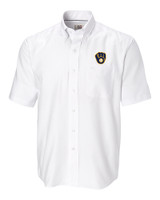 Milwaukee Brewers Cutter & Buck Epic Easy Care Nailshead Mens Big and Tall Short Sleeve Dress Shirt White Mannequin