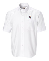New York Mets Cutter & Buck Epic Easy Care Nailshead Mens Big and Tall Short Sleeve Dress Shirt White Mannequin