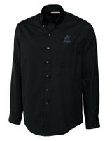 Miami Marlins Cutter & Buck Epic Easy Care Fine Twill Mens Big and Tall Dress Shirt Black Mannequin