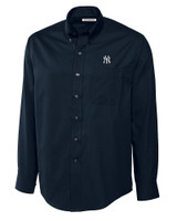 New York Yankees Cutter & Buck Epic Easy Care Fine Twill Mens Big and Tall Dress Shirt Navy Blue Mannequin