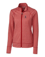 Los Angeles Angels Cutter & Buck Shoreline Heathered Womens Full Zip Jacket Cardinal Red Heather Mannequin