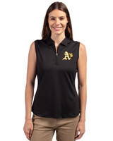 Athletics Cutter & Buck Forge Stretch Womens Sleeveless Polo Black Front