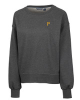 Pittsburgh Pirates Cutter & Buck Saturday Cotton Blend Womens Crew Neck Sweatshirt Charcoal Heather Mannequin