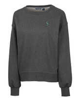 Seattle Mariners Cutter & Buck Saturday Cotton Blend Womens Crew Neck Sweatshirt Charcoal Heather Mannequin