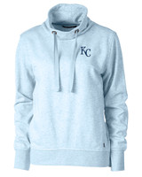 Kansas City Royals Cutter & Buck Saturday Cotton Blend Womens Funnel Neck Sweatshirt Atlas Heather Mannequin