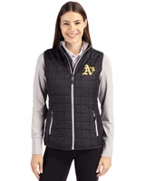 Athletics Cutter & Buck Rainier PrimaLoft® Womens Eco Insulated Full Zip Puffer Vest Black Front